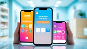 Showcase of top rated prescription applications highlighted on a smartphone in a healthcare setting.