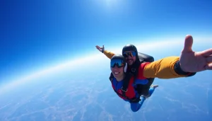 Uživajte v tandemski skok s padalom s pogledom na prelepe pokrajine.