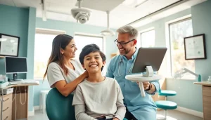 Understand braces cost Myrtle Beach with a friendly orthodontist guiding a patient in a bright dental office.