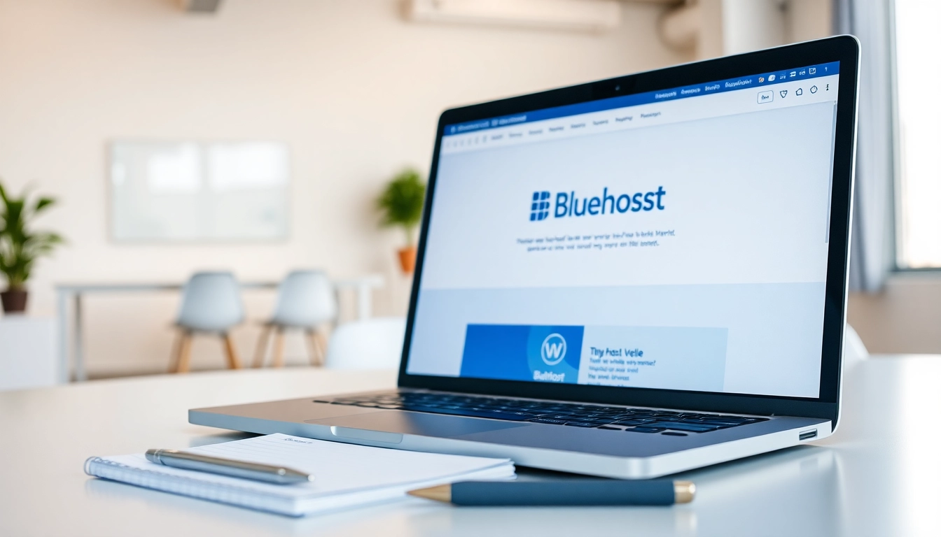 Engage with Bluehost's features through a modern web hosting setup and an inviting workspace.